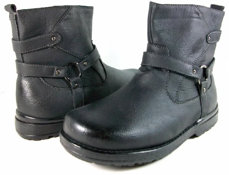 Ankle boots for frosty style-Boys Conal Ankle Distressed Ridding Boots K-5807 Black-162