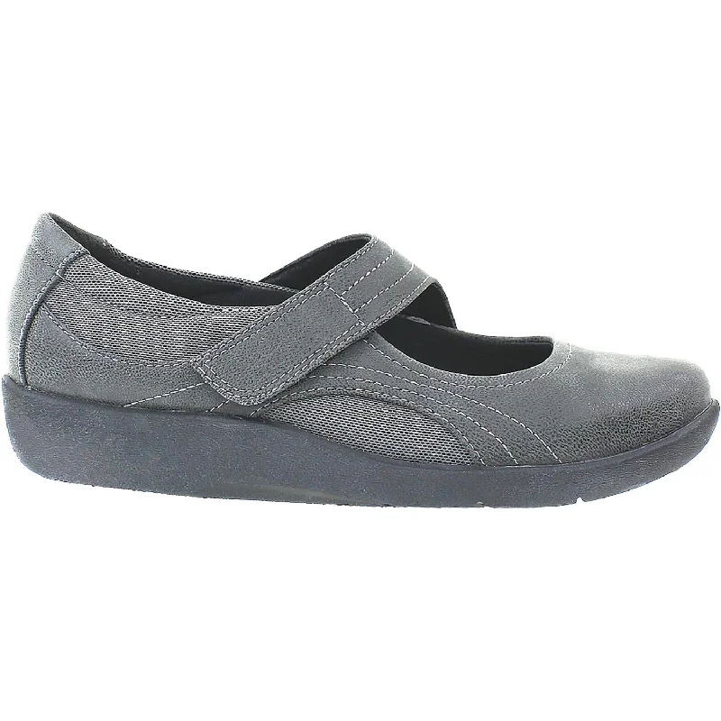 Casual shoes with dual-tone design-Women's Clarks Cloudsteppers Sillian Bella Grey Synthetic Nubuck