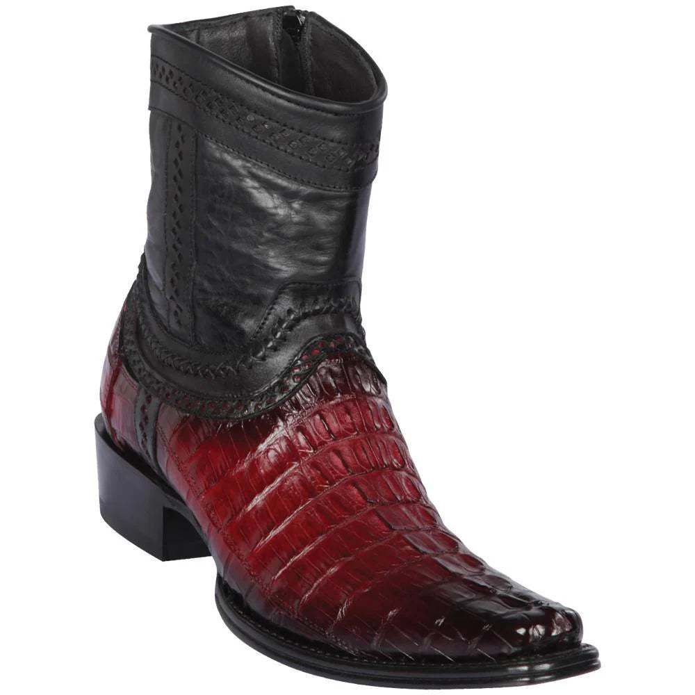 Cowboy boots for cowboy valley styleLos Altos 76B0143 Men's Faded Burgundy Genuine Caiman Tail European Square Toe Cowboy Boots