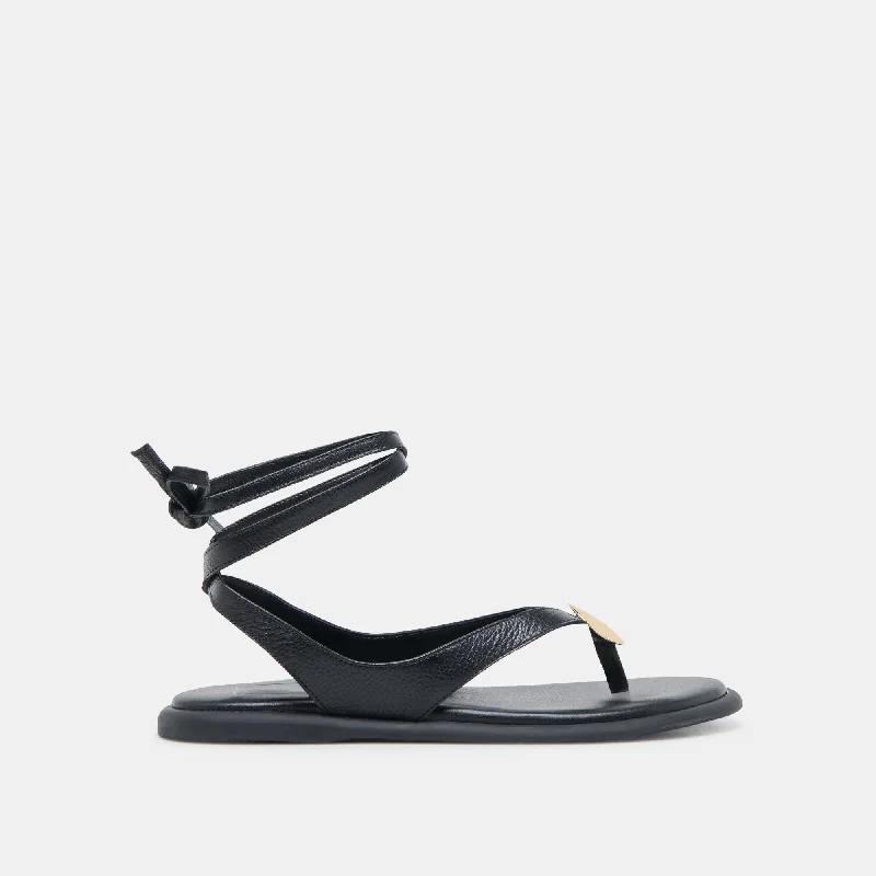 comfortable sandals for all-day wear with contoured footbed-JUDY SANDALS BLACK LEATHER