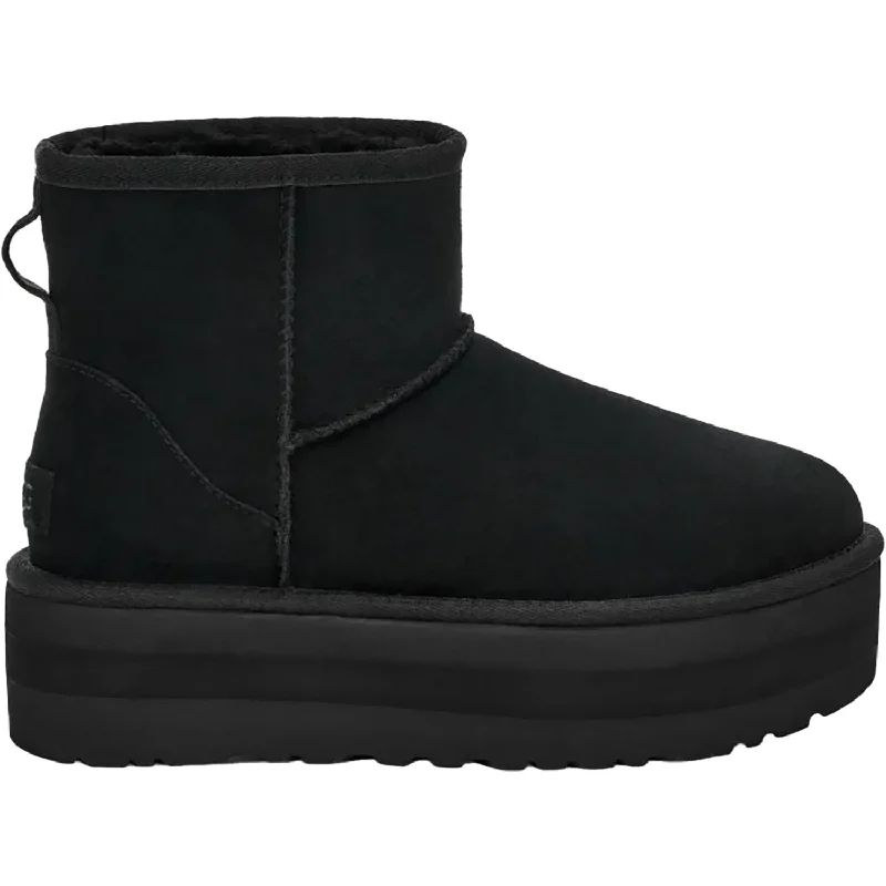 Trendy Booties for women with unique texture finish-Women's UGG Classic Mini Platform Black Suede