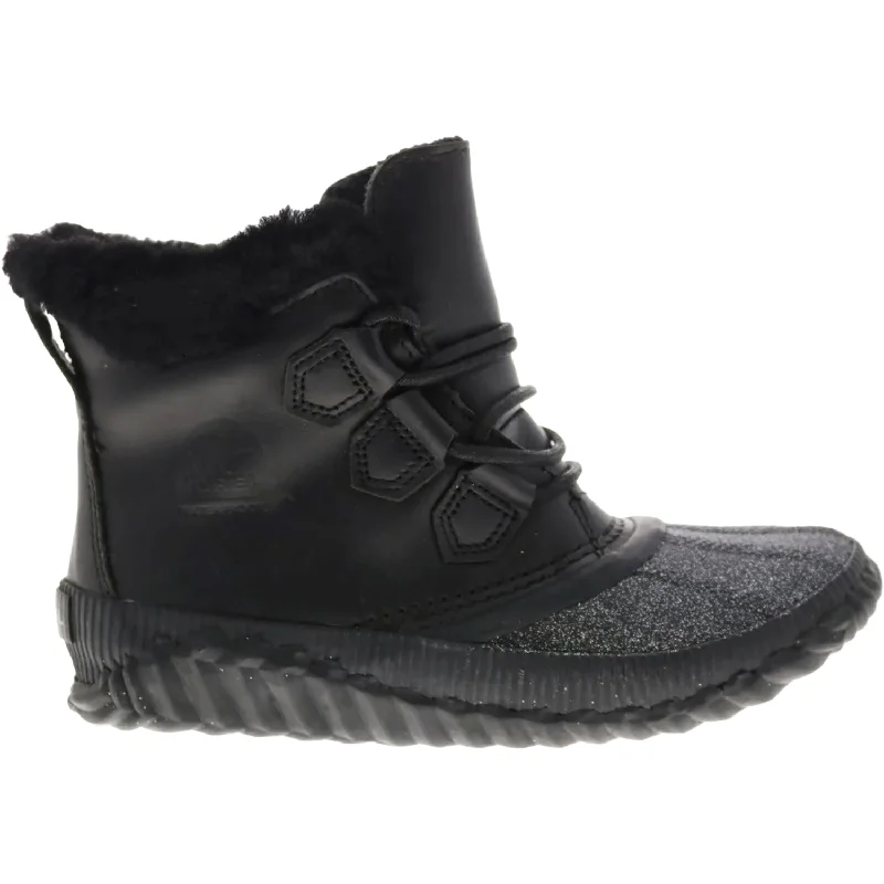 Stylish Booties for women with platform sole-Women's Sorel Out N About Plus Lux Black Leather