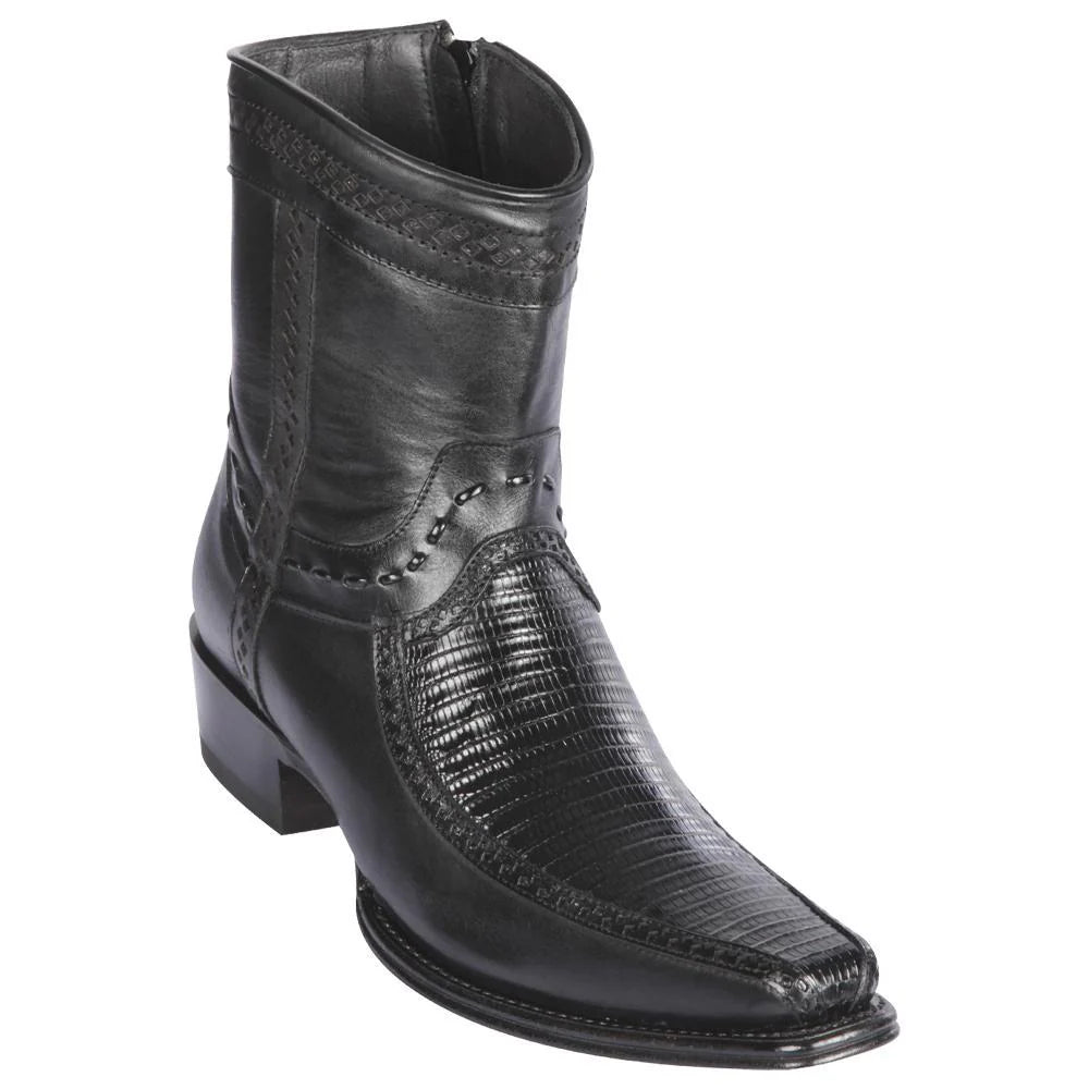 Cowboy boots with rugged sienna leatherLos Altos 76BF0705 Men's Black Genuine Teju & Dear European Square Toe Cowboy Boots