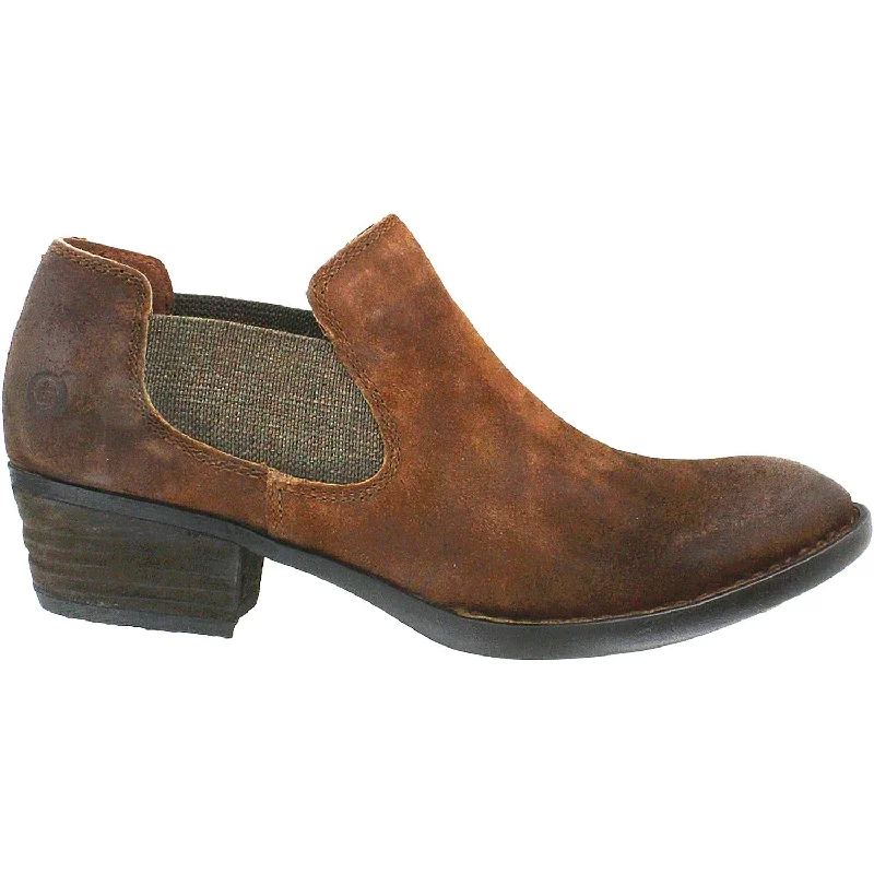 Casual shoes with flexible treads-Women's Born Dallia Rust Tobacco Distressed Suede