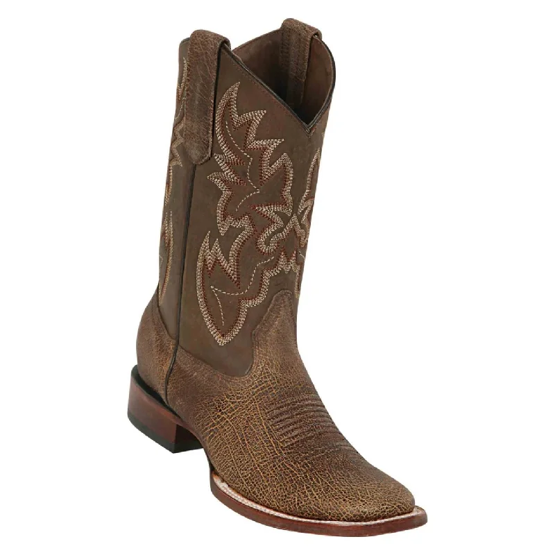 Cowboy boots with bold eagle stitchingLos Altos 8299851 Men's Honey Genuine Oakland Wide Square Toe Cowboy Boots