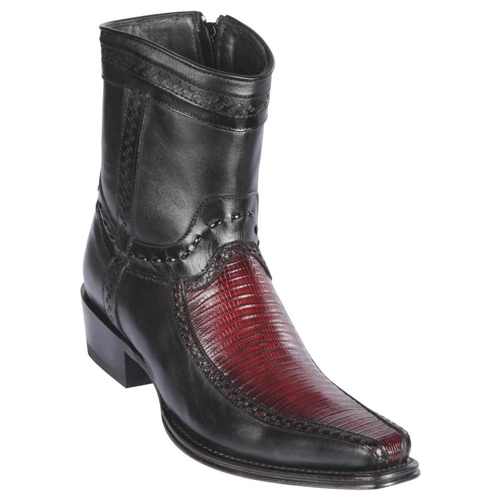 Cowboy boots for western epic wearLos Altos 76BF0743 Men's Faded Burgundy Genuine Teju & Dear European Square Toe Cowboy Boots