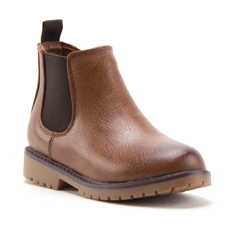 Ankle boots with raw leather-Jazamé Little Boys K-2911 Blake Round Toe Ankle High Zip Chelsea Dress Boots