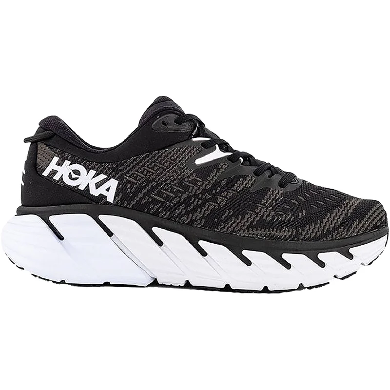 Athletic shoes with cloud midsoles-Women's Hoka Gaviota 4 Black/White Mesh