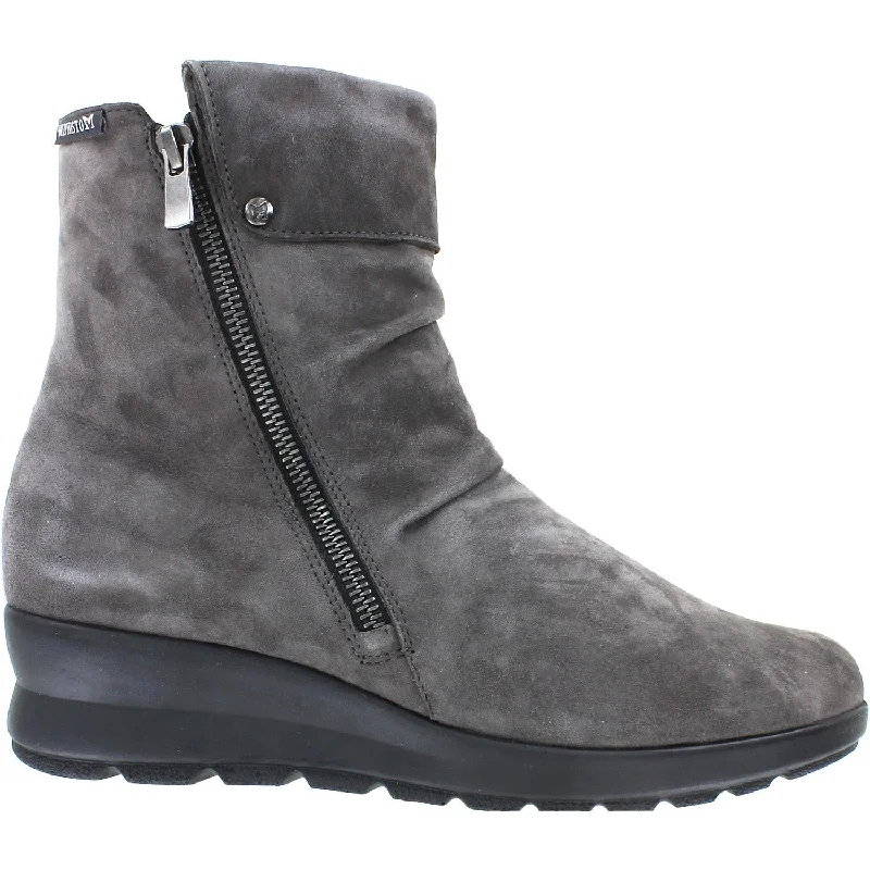 Stylish Booties for men with slip-resistant sole-Women's Mephisto Phila Grey Velcalf Suede