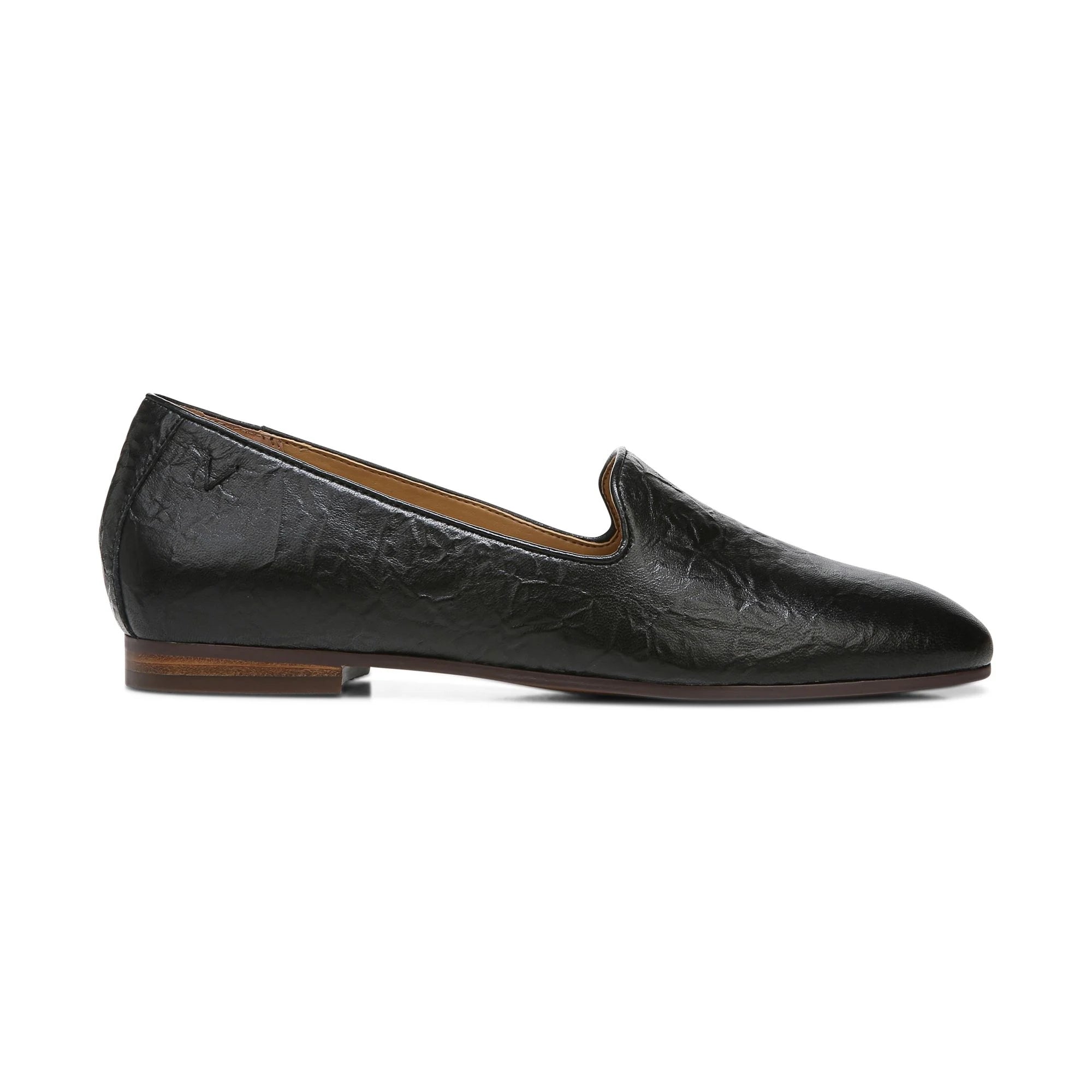 WILLA SLIP ON FLAT BLACK LEATHER