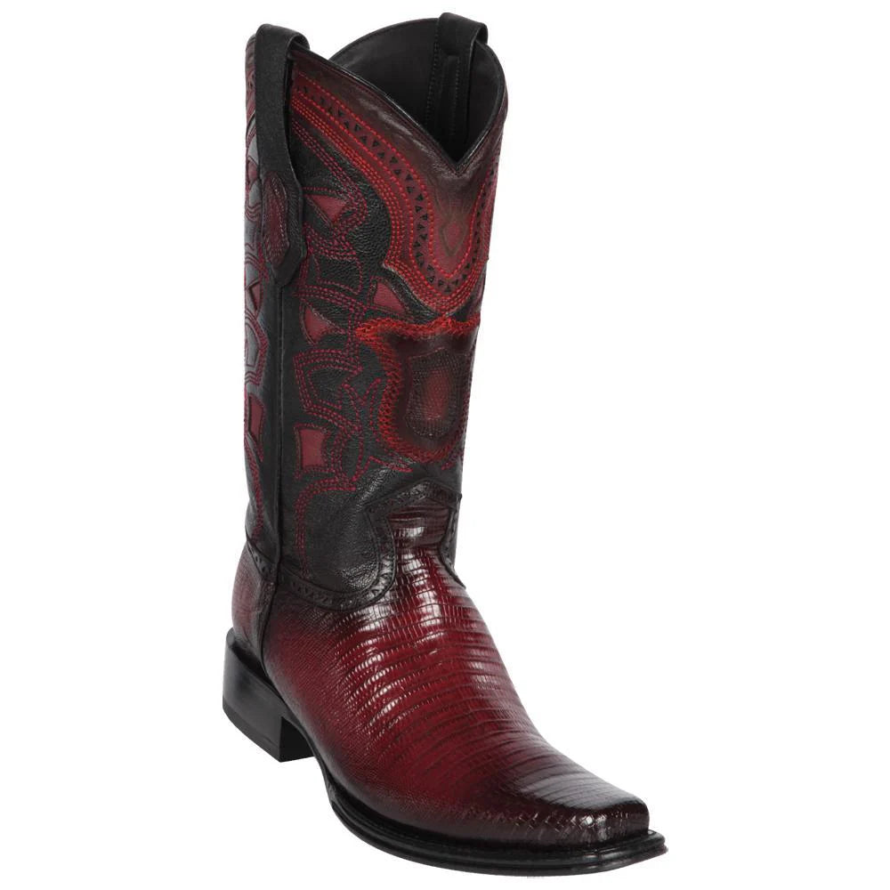 Cowboy boots with soft yak leatherLos Altos 760743 Men's Faded Burgundy Genuine Teju European Square Toe Cowboy Boots