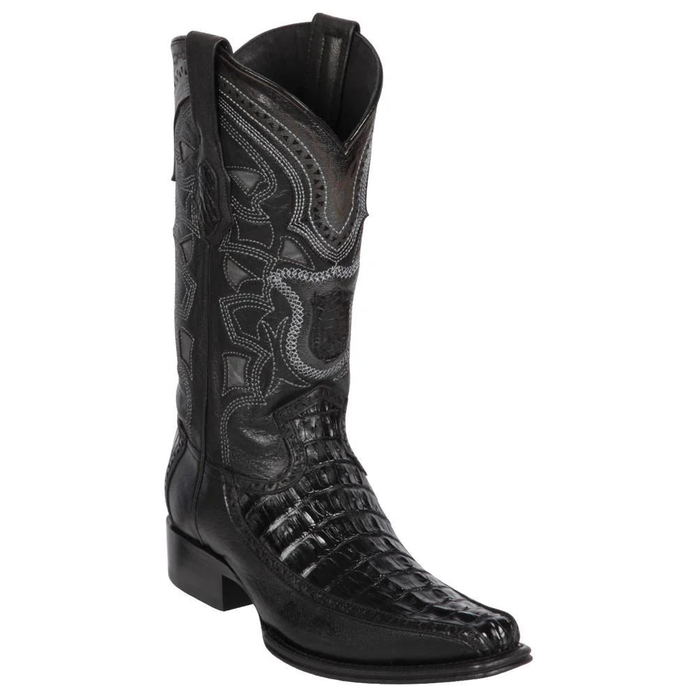 Cowboy boots for western valley bootsLos Altos 76F0105 Men's Black Genuine Caiman Tail & Deer European Square Toe Cowboy Boots