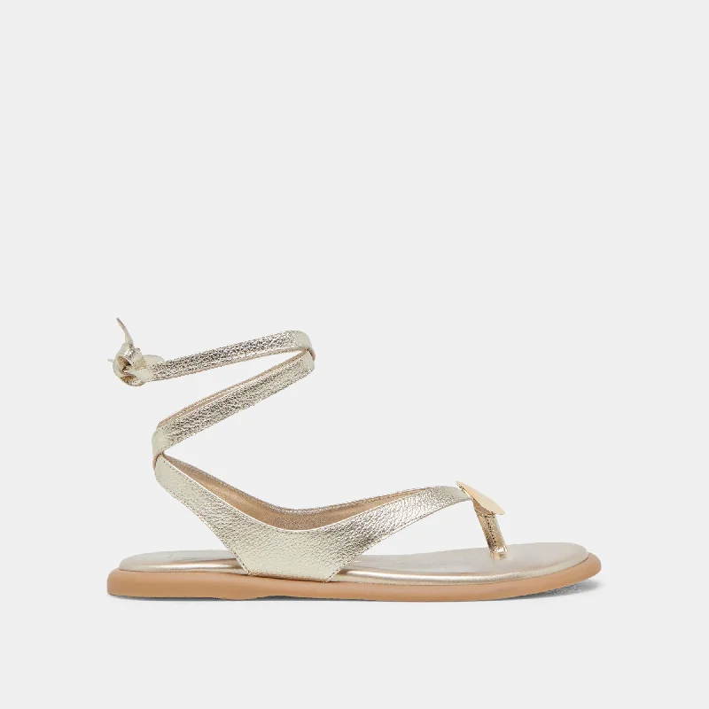 sandals with simple design for everyday casual look-JUDY SANDALS LIGHT GOLD LEATHER