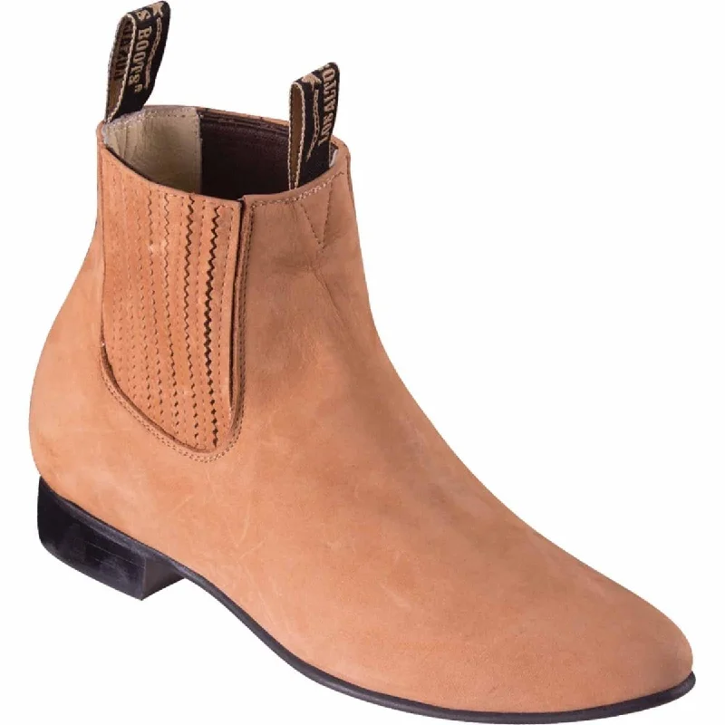 Ankle boots with bark stitching-Los Altos Men's Round Toe Suede Leather Ankle Boots Tan LAB-6163