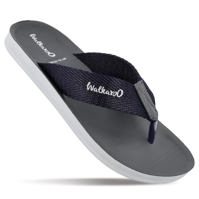 sandals for men with athletic look for active wear-Walkaroo Men Solid Thong Sandals  - WG5002 Blue