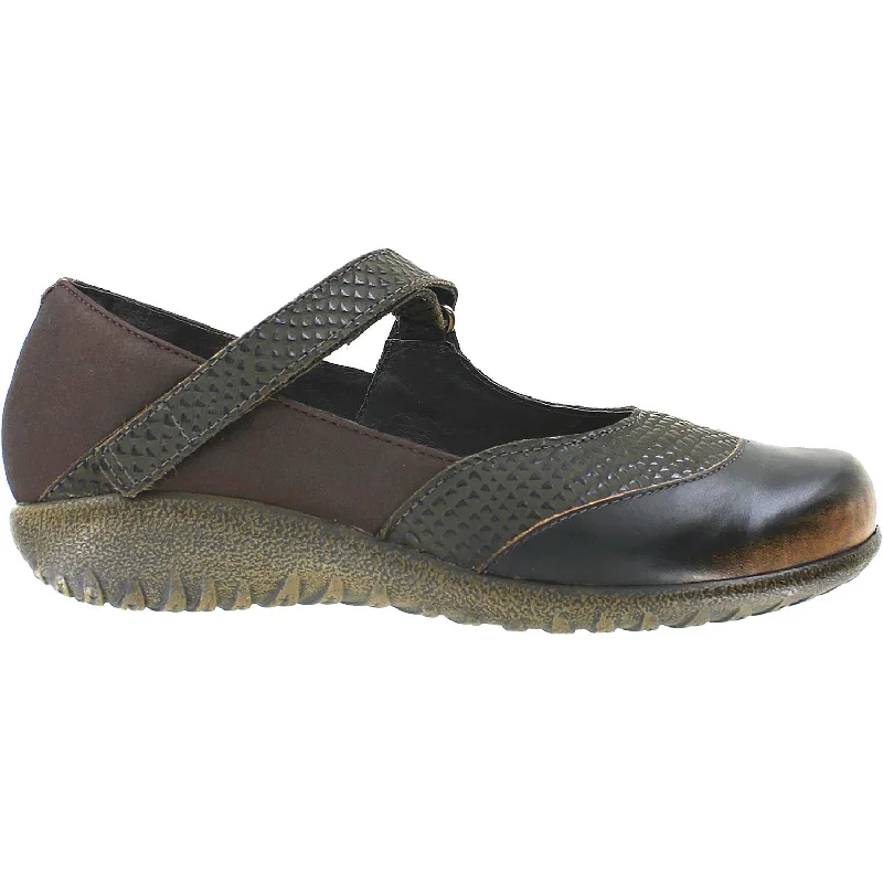 Casual shoes for casual art walks-Women's Naot Luga Brown Croc/Shimmer Leather