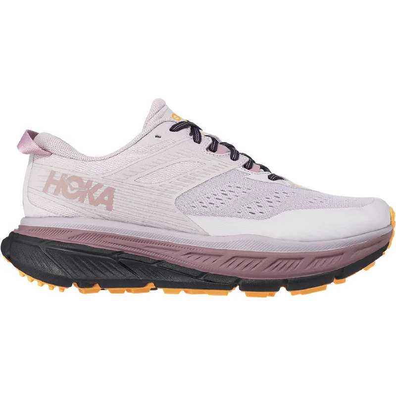 Athletic shoes with broad midsoles-Women's Hoka Stinson ATR 6 Lilac Marble/Blue Graphite Mesh