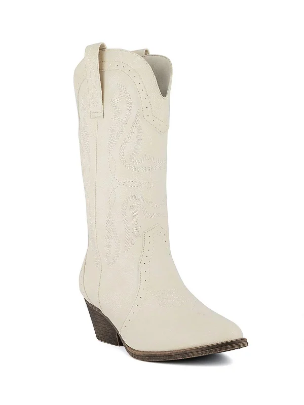 Cowboy boots with soft bison leatherTammy Womens Embroidered Mid-Calf Cowboy, Western Boots