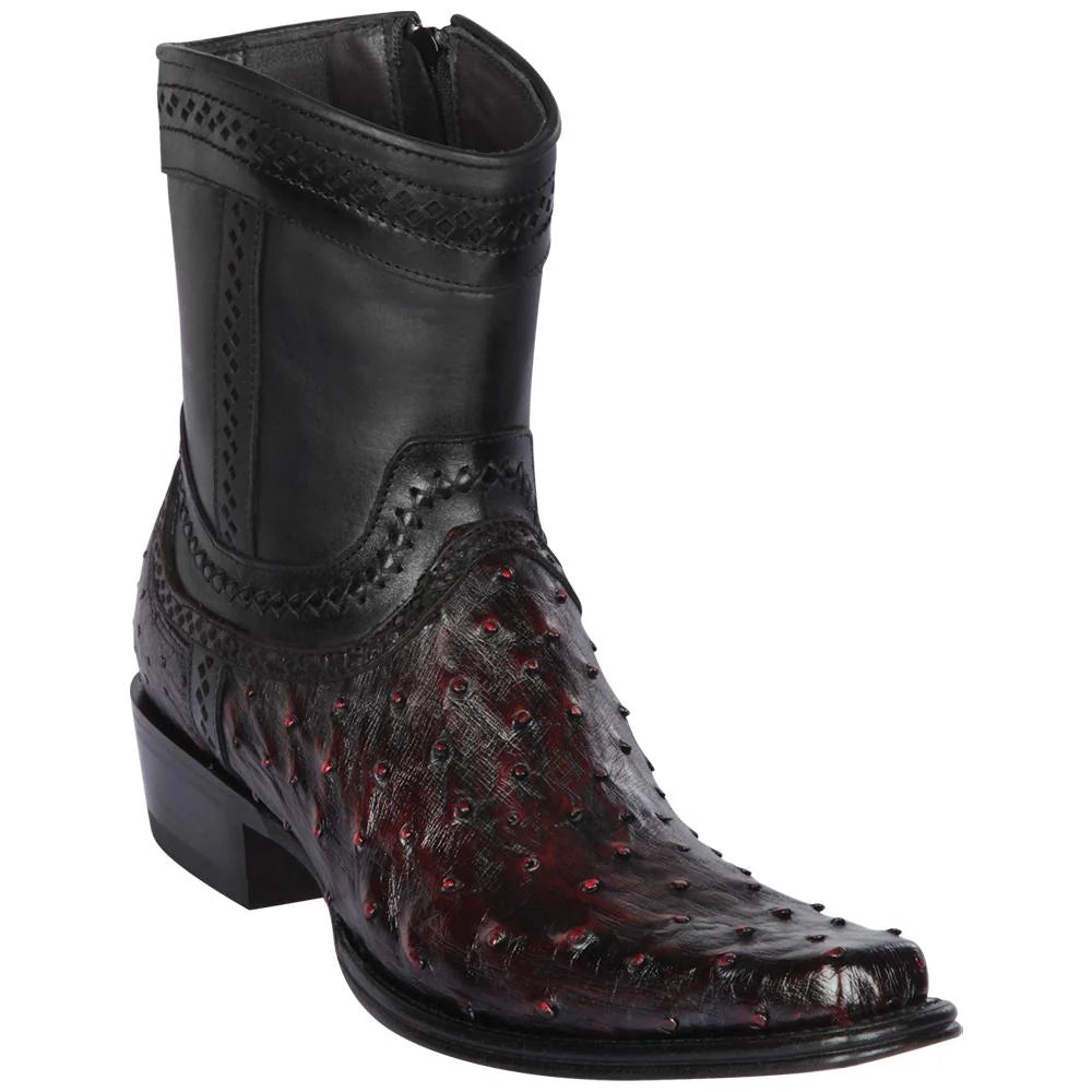 Cowboy boots for cowboy frontier comfortLos Altos 76B0318 Men's Black Cherry Genuine Ostrich European Square Toe Cowboy Boots