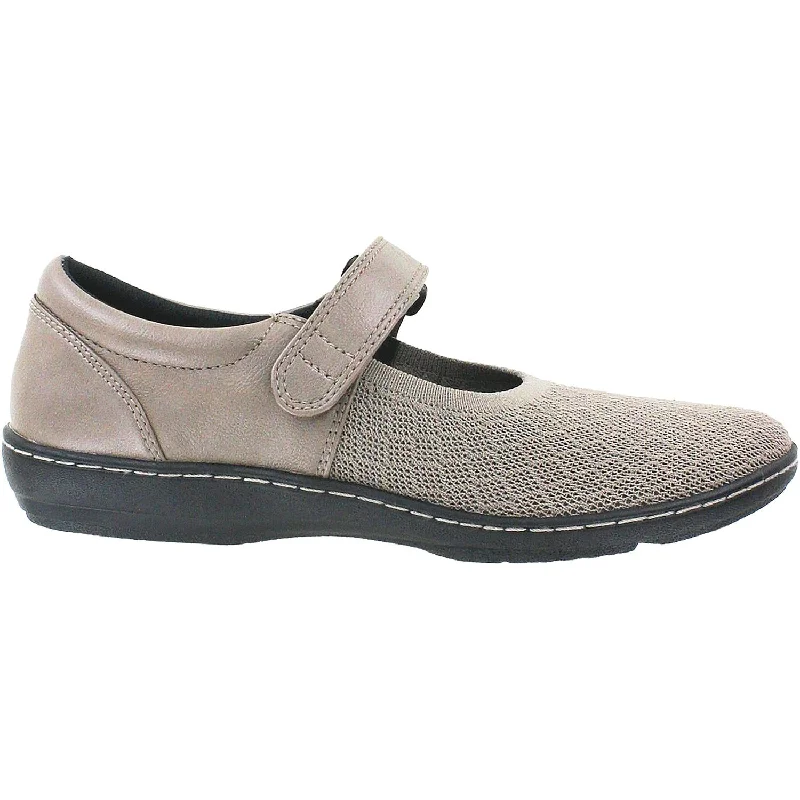 Casual shoes with soft stitching-Women's Aetrex Helen Knit Taupe Grey Fabric