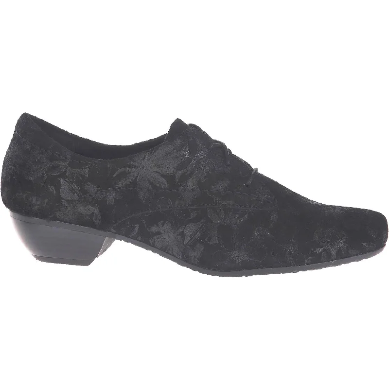 Casual shoes with breathable uppers-Women's Taos Cobbler Black Printed Suede