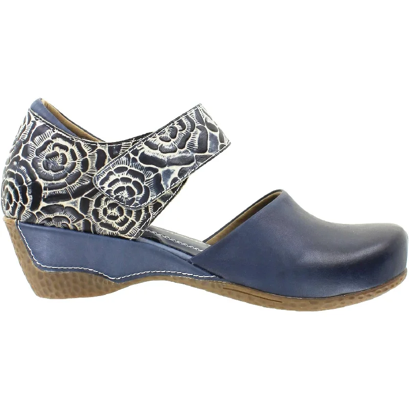 Casual shoes with durable treads-Women's L'Artiste by Spring Step Gloss-Pansy Navy Leather