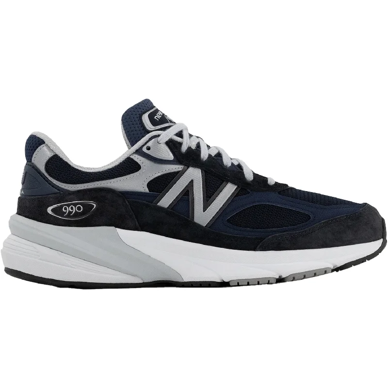 Athletic shoes with broad soles-Men's New Balance M990NV6 Navy/White Suede/Mesh