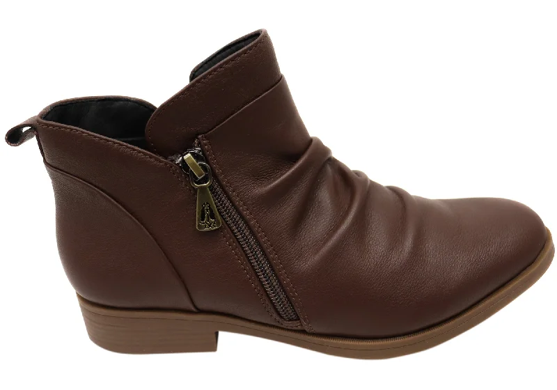 Ankle boots for all-day ease-Hush Puppies Chalet Womens Comfortable Chocolate Leather Ankle Boots