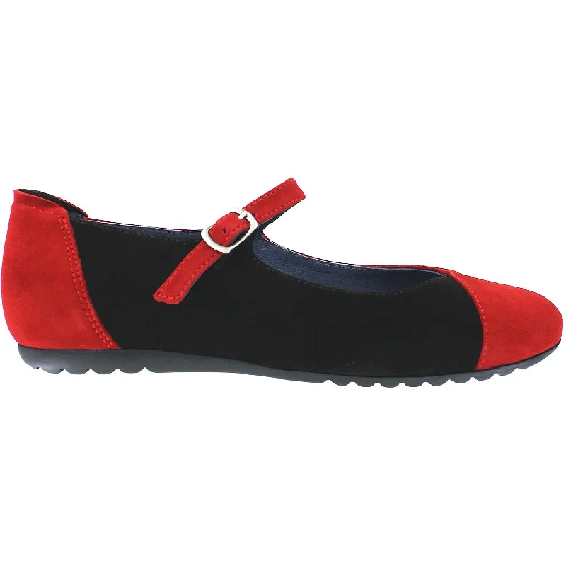 Casual shoes with subtle hues-Women's Sabrinas London 41088 Red/Black Suede