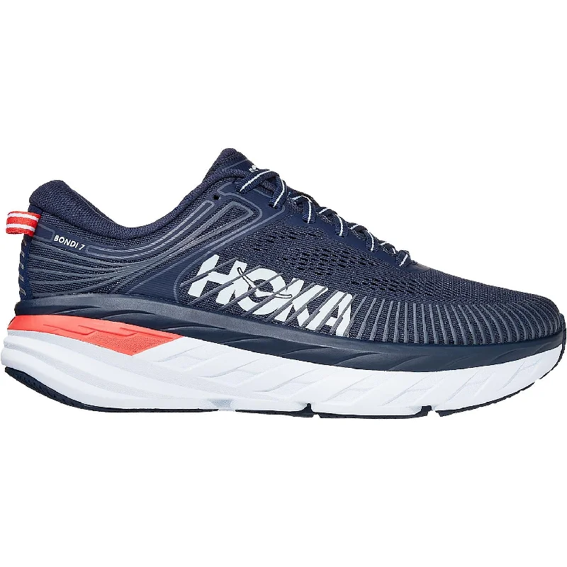 Athletic shoes for cold jogs-Women's Hoka One One Bondi 7 Black Iris/Ballad Blue Mesh