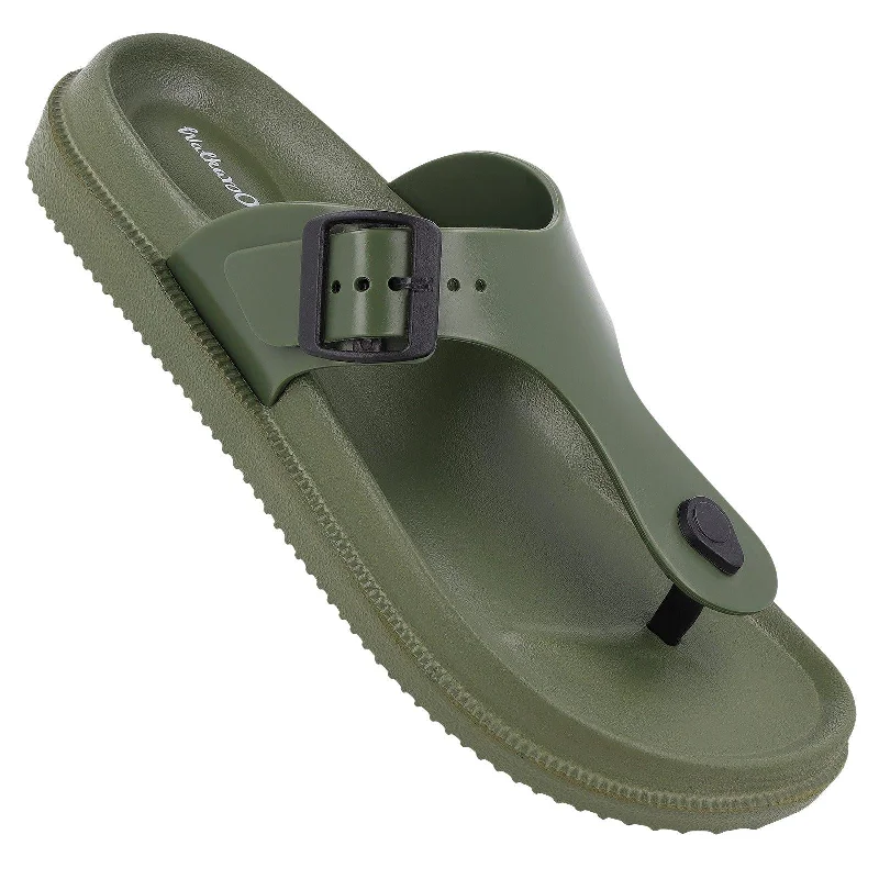 sandals for women with decorative buckle for added elegance-Men's Flip Flops - WC8734 Olive