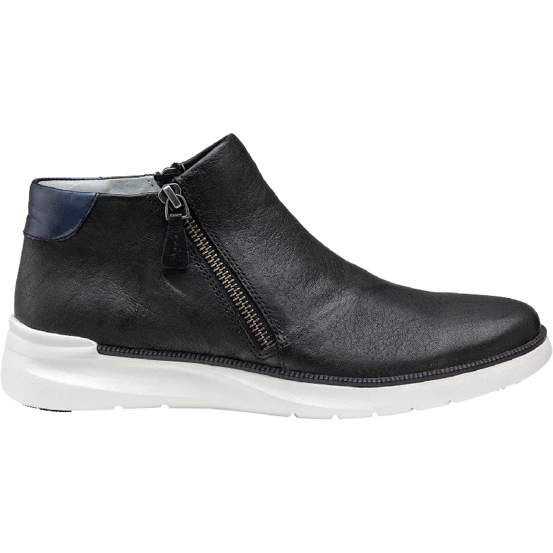 Comfortable Booties for women with non-slip sole-Women's Johnston & Murphy Emery Zip Black Sheepskin Leather