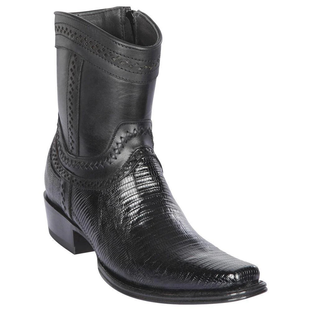 Cowboy boots with hand-polished tanLos Altos 76B0705 Men's Black Genuine Teju European Square Toe Cowboy Boots