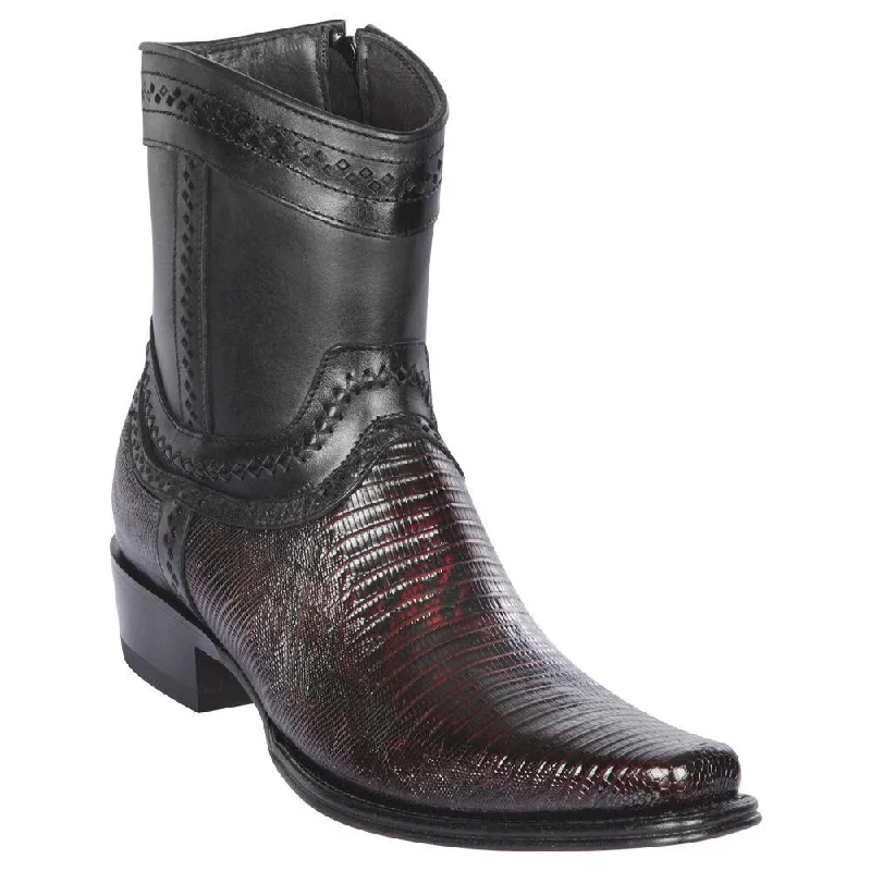 Cowboy boots with western horse designLos Altos 76B0718 Men's Black Cherry Genuine Teju European Square Toe Cowboy Boots