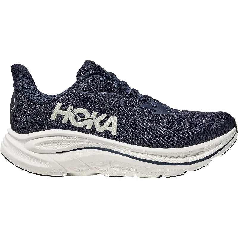 Athletic shoes with spiked midsoles-Men's Hoka Clifton 10 Navy/White Mesh